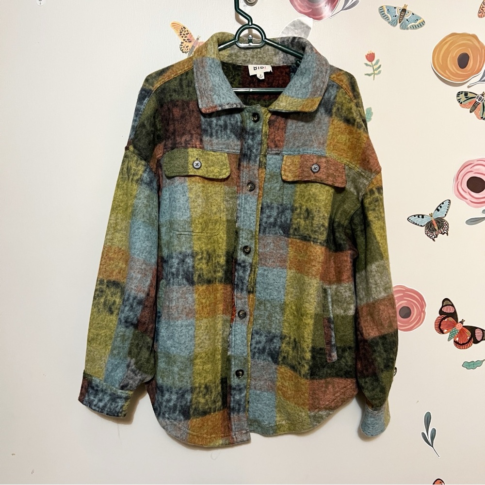 BiBi Multicolor Plaid Utility Jacket M